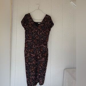 Abercrombie & Fitch Black and Pink Floral Midi Dress
